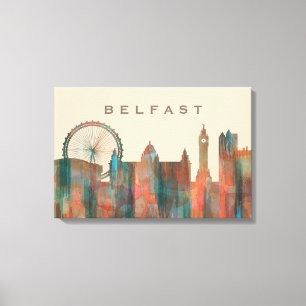 BELFAST, NOORD-IERLAND SKYLINE CANVAS AFDRUK