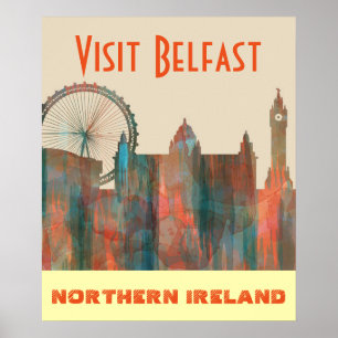 BELFAST, NOORD-IERLAND SKYLINE POSTER