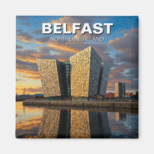 Belfast Noord-Ierland Travel Sunset Magneet (Voorkant)