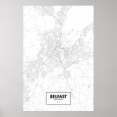 Belfast, Noord-Ierland (zwart op wit) Poster (Voorkant)