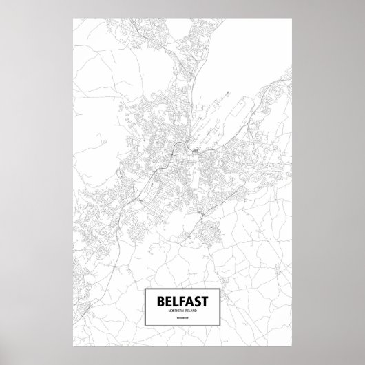 Belfast, Noord-Ierland (zwart op wit) Poster (Voorkant)