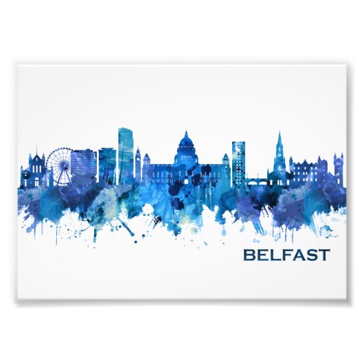 Belfast Northern Ireland Skyline Blue Foto Afdruk (Voorkant)