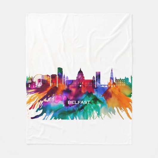 Belfast Skyline Fleece Deken (Voorkant)