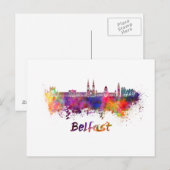 Belfast skyline in waterverf briefkaart (Voorkant / Achterkant)