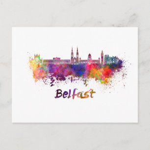 Belfast skyline in waterverf briefkaart