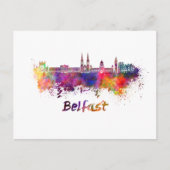 Belfast skyline in waterverf briefkaart (Voorkant)
