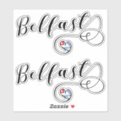 Belfast vlag in het hart sticker (Vel)