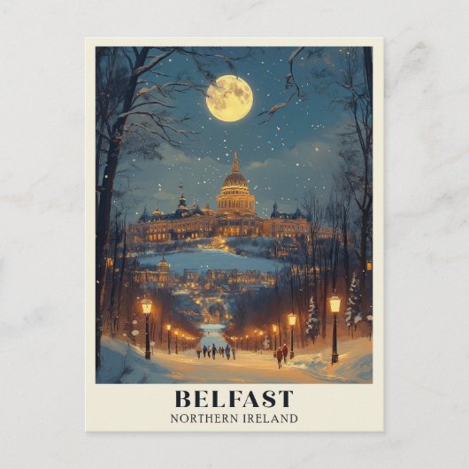 Belfast Winter Night-scène Briefkaart (Voorkant)