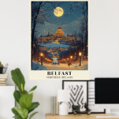 Belfast Winter Night-scène Poster (Thuiskantoor)