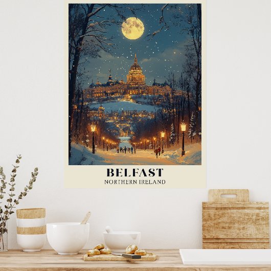 Belfast Winter Night-scène Poster (Keuken)