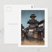Belfry in Okayama, Hasui Kawase, Woodcut Briefkaart (Voorkant / Achterkant)