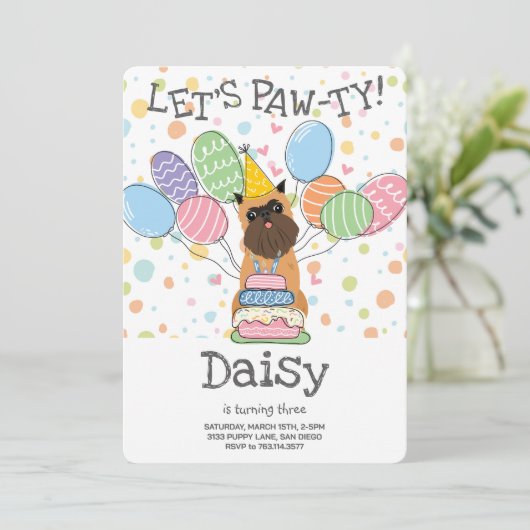 Belge Brussels Griffon Cropped Ears Verjaardagsfee Kaart (Staand voorkant)