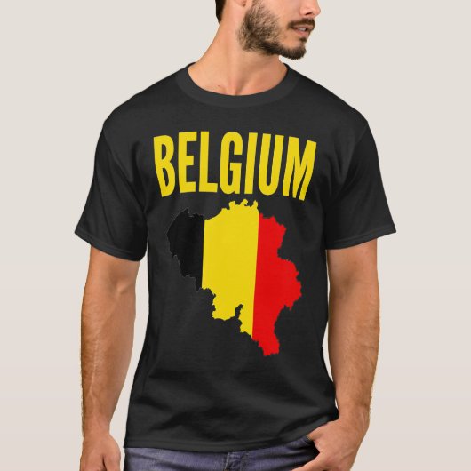 Belgian Belgium Country Map Flag T-shirt (Voorkant)
