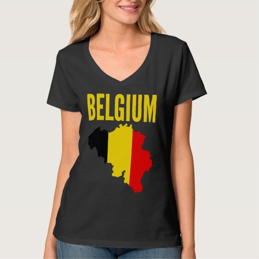 Belgian  Belgium Country Map Flag T-shirt (Voorkant)