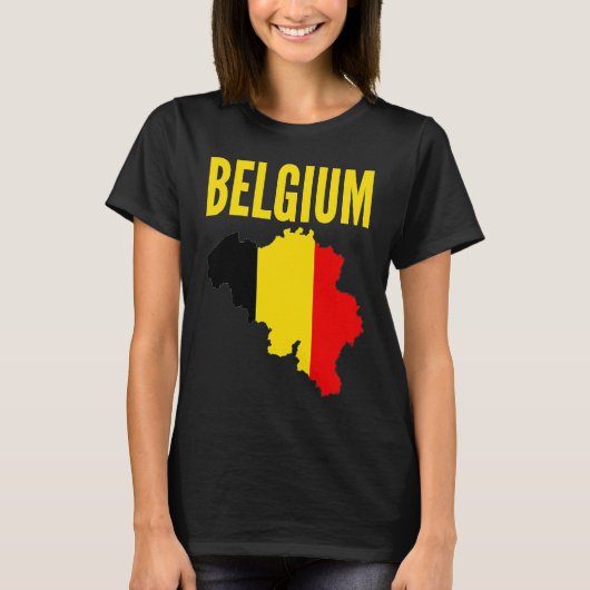 Belgian  Belgium Country Map Flag T-shirt (Voorkant)