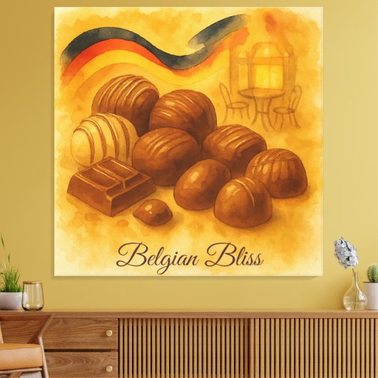 Belgian Bliss – Belgian Chocolate Waterverf Canvas Afdruk (Insitu (Woonkamer))