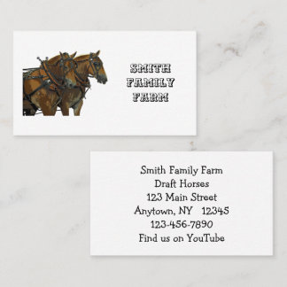 Belgian Draft Horse Team Business Cards Visitekaartje