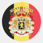 Belgian Flag & Coat of Arms, Flag of Belgium Ronde Sticker (Voorkant)