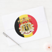 Belgian Flag & Coat of Arms, Flag of Belgium Ronde Sticker (Envelop)