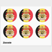 Belgian Flag & Coat of Arms, Flag of Belgium Ronde Sticker (Vel)