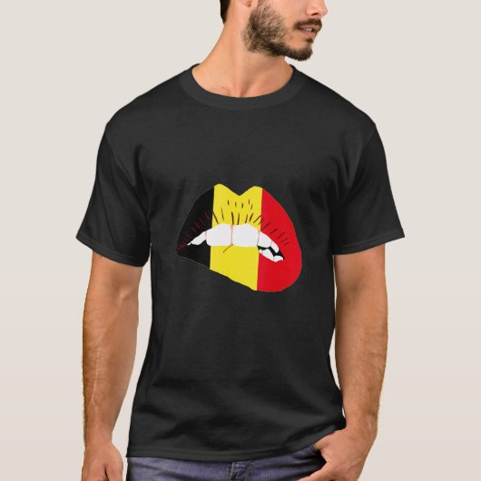 Belgian Flag Lips Belgian Pride Belgie Belgian Roo T-shirt (Voorkant)