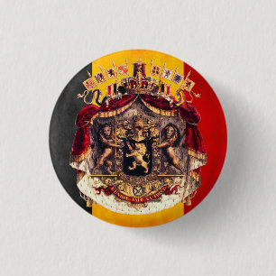 Belgian flag with coat of arms ronde button 3,2 cm