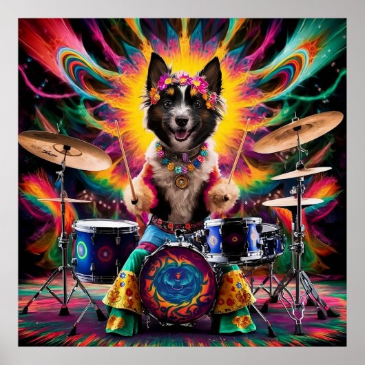 Belgian Laekenois Baterist Rock Roll Band Hippie Poster (Voorkant)