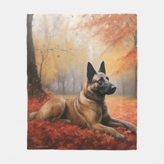 Belgian Malinoi in de herfst laat Herfst inspirere Fleece Deken (Voorkant)