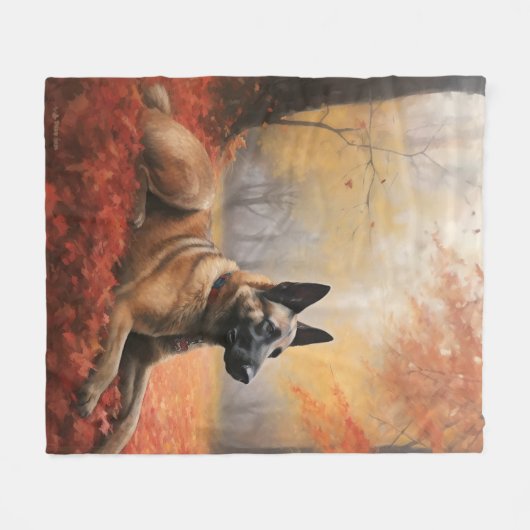 Belgian Malinoi in de herfst laat Herfst inspirere Fleece Deken (Voorkant (Horizontaal))