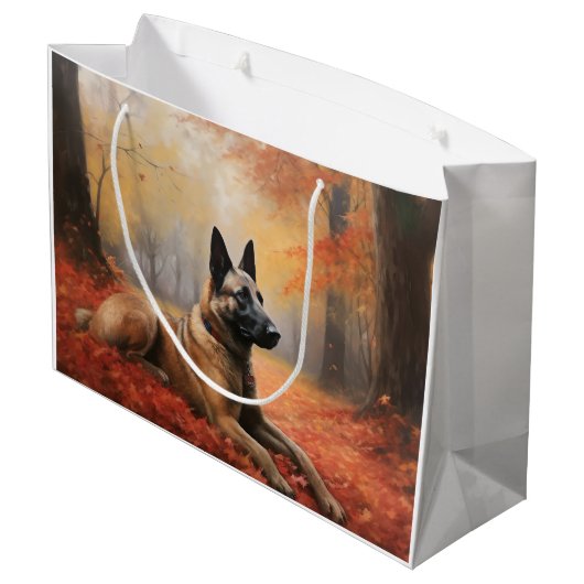 Belgian Malinoi in de herfst laat Herfst inspirere Groot Cadeauzakje (Achterkant Gekanteld)