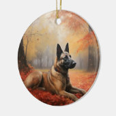 Belgian Malinoi in de herfst laat Herfst inspirere Keramisch Ornament (Links)