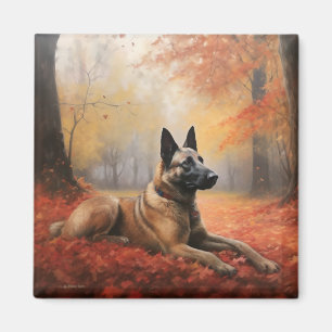 Belgian Malinoi in de herfst laat Herfst inspirere Magneet