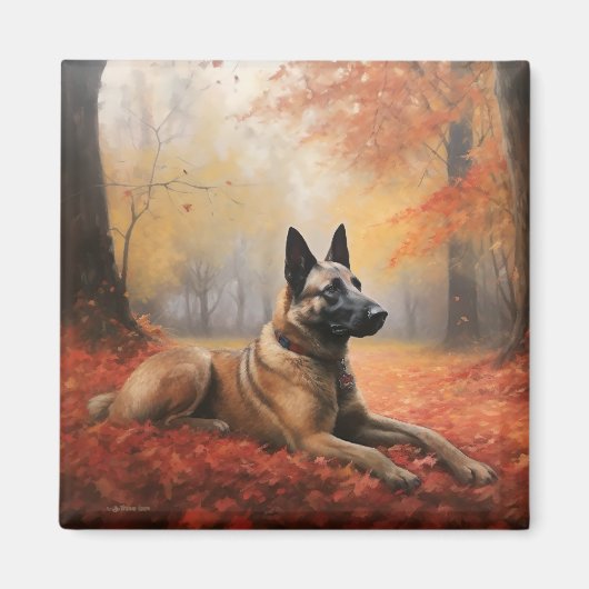 Belgian Malinoi in de herfst laat Herfst inspirere Magneet (Voorkant)
