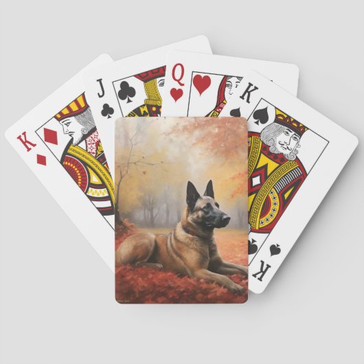 Belgian Malinoi in de herfst laat Herfst inspirere Pokerkaarten (Achterkant)