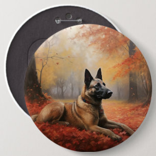 Belgian Malinoi in de herfst laat Herfst inspirere Ronde Button 6,0 Cm