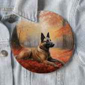 Belgian Malinoi in de herfst laat Herfst inspirere Ronde Button 6,0 Cm (In situ)