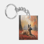 Belgian Malinoi in de herfst laat Herfst inspirere Sleutelhanger (Voorkant Links)