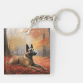 Belgian Malinoi in de herfst laat Herfst inspirere Sleutelhanger (Achterkant)