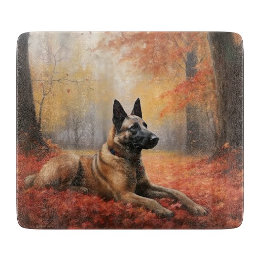 Belgian Malinoi in de herfst laat Herfst inspirere Snijplank (Voorkant)