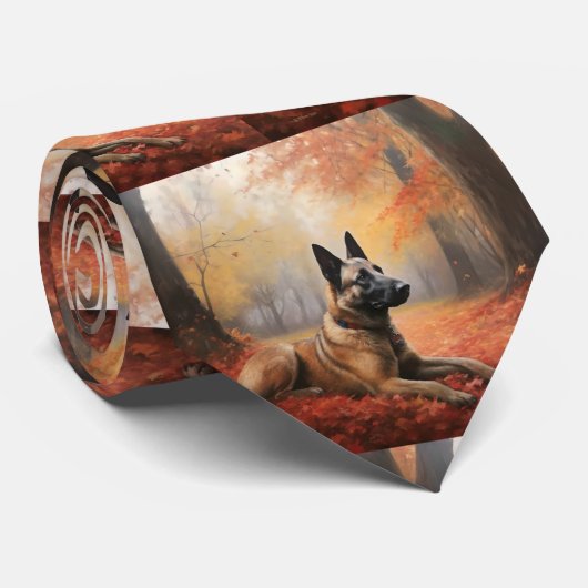 Belgian Malinoi in de herfst laat Herfst inspirere Stropdas (Opgerold)