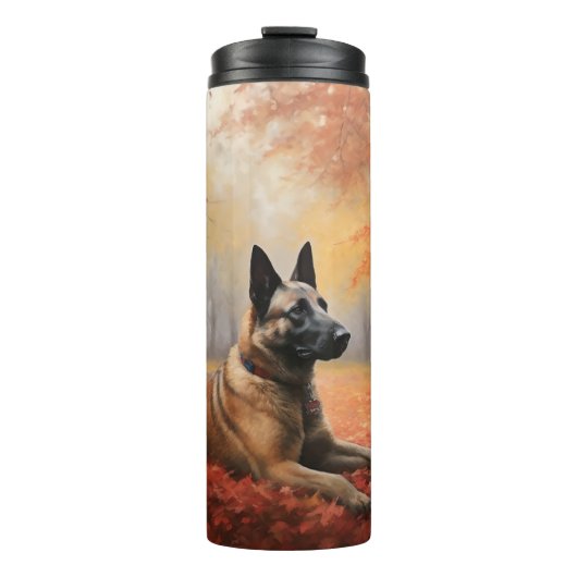 Belgian Malinoi in de herfst laat Herfst inspirere Thermosbeker (Voorkant)