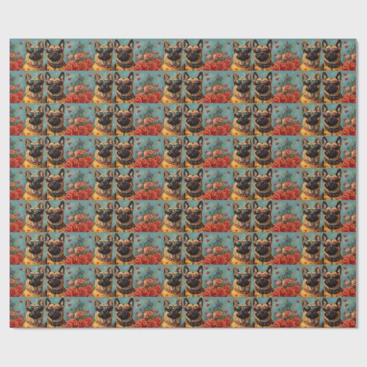 Belgian Malinoi met hart Rozen Valentijnsdag Cadeaupapier (Vlak)