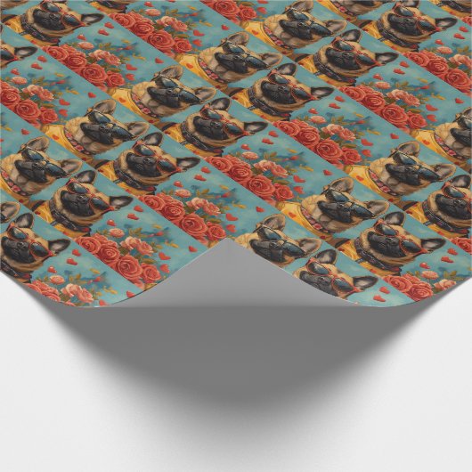 Belgian Malinoi met hart Rozen Valentijnsdag Cadeaupapier (Hoek)