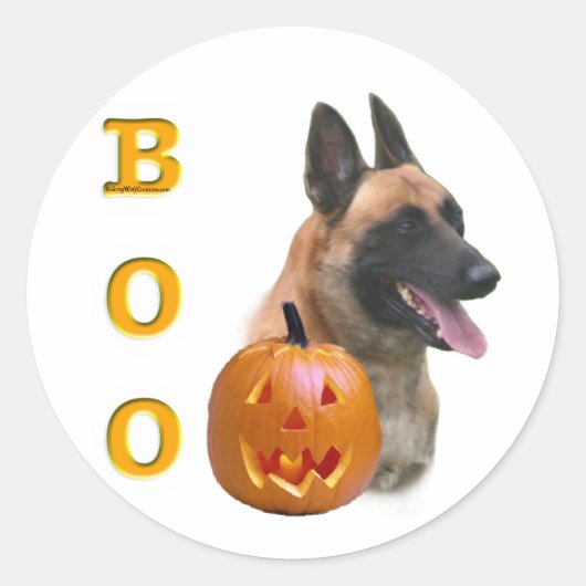 Belgian Malinois Boo Ronde Sticker (Voorkant)