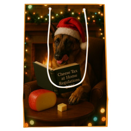 Belgian Malinois Cheese Tax Christmas gift bag  Medium Cadeauzakje (Achterkant)
