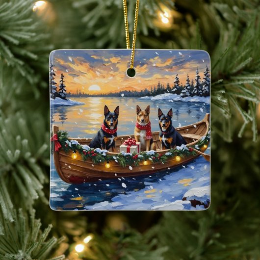 Belgian Malinois Christmas Boat Holiday Keramisch Ornament (Boom)