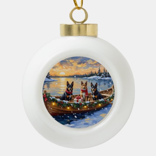 Belgian Malinois Christmas Boat Holiday Keramische Bal Ornament (Voorkant)