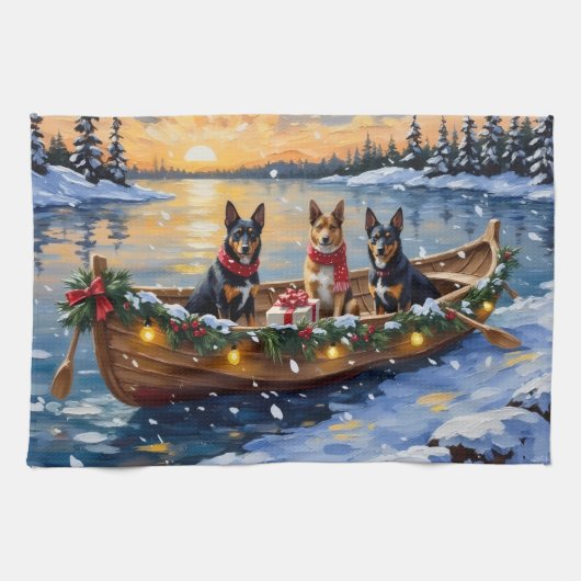 Belgian Malinois Christmas Boat Holiday Theedoek (Horizontaal)
