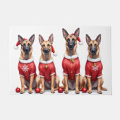 Belgian Malinois Christmas Dress Santa Hat Deurmat (Voorkant)