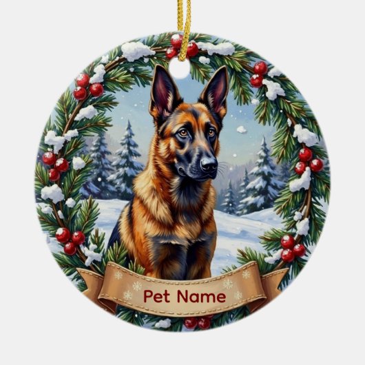 Belgian Malinois Christmas Keramisch Ornament (Voorkant)